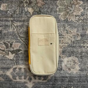 White & Yellow Pencil Case - Zippered, Expandable